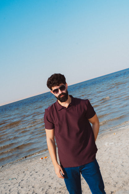 Burgundy Dibo Striped Polo