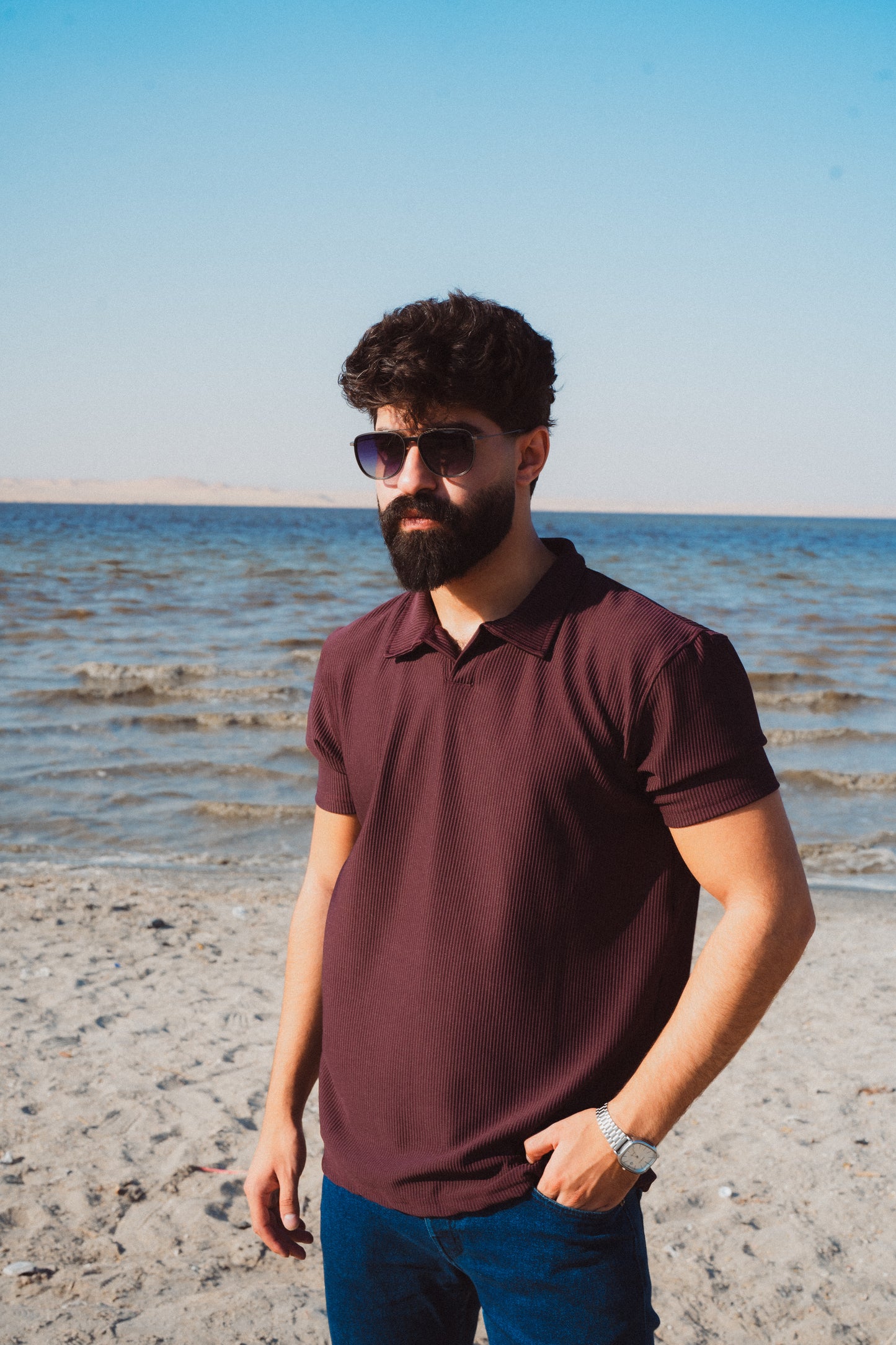 Burgundy Dibo Striped Polo