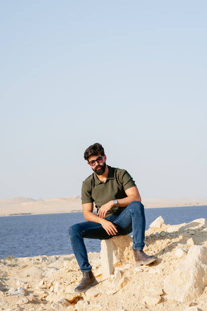 Olive Dibo Striped Polo