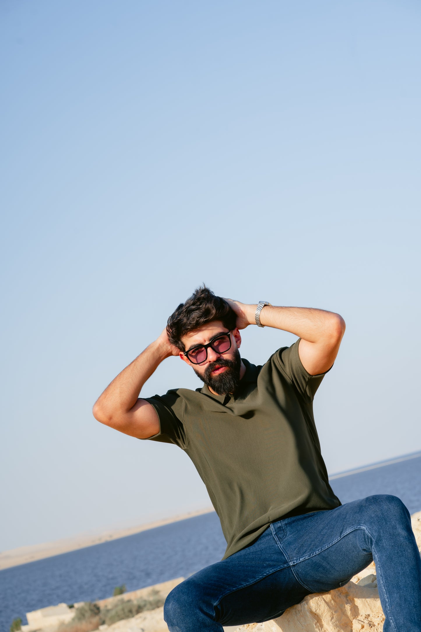 Olive Dibo Striped Polo