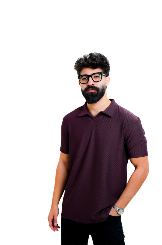 Burgundy Dibo Striped Polo